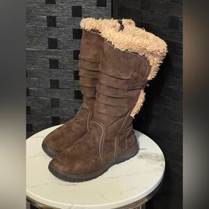 Itasca Fur Lined Suede Leather Winter High Calf Womens Side Zip Boots size 7